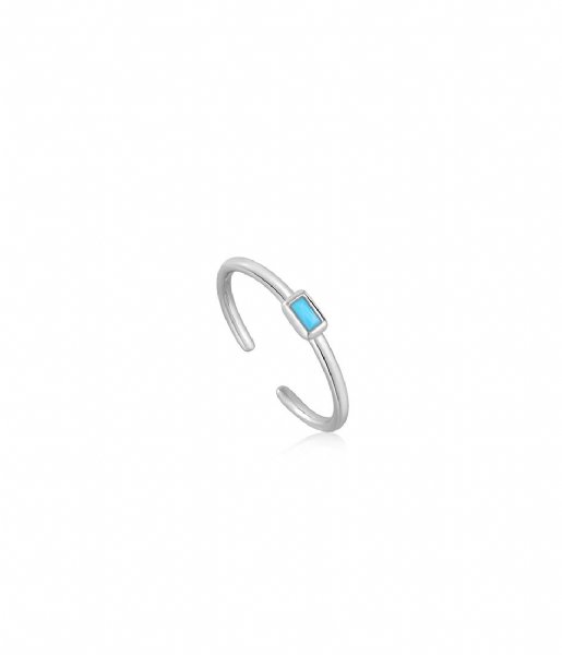 Ania Haie  Turquoise Band Adjustable Ring Silver